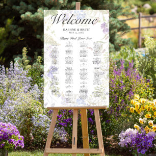 Rustic Lavender & Sage Wildflowers Wedding Seating Foam Board