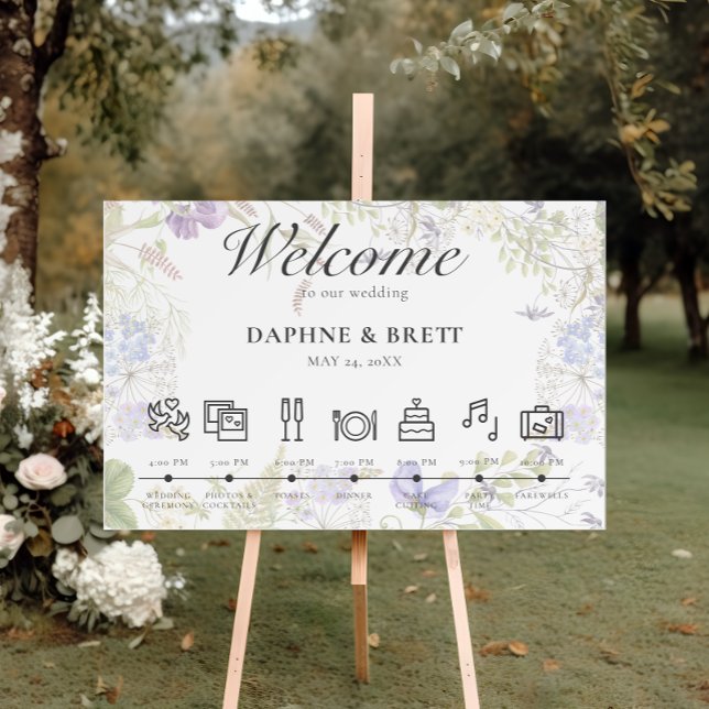 Rustic Lavender & Sage Wildflowers White Timeline Foam Board (Creator Uploaded)