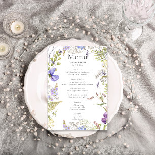 Rustic Lavender & Sage Wildflowers White Wedding Menu