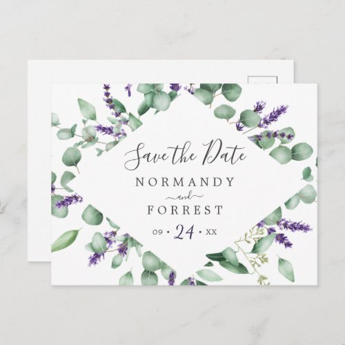 Rustic Lavender Save the Date Postcard