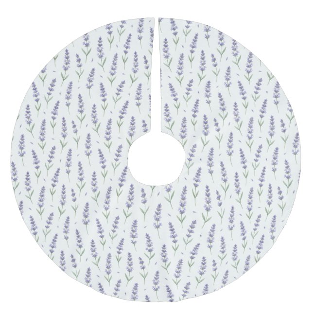 Rustic Lavender Sprigs Seamless Pattern Brushed Polyester Tree Skirt (Front)