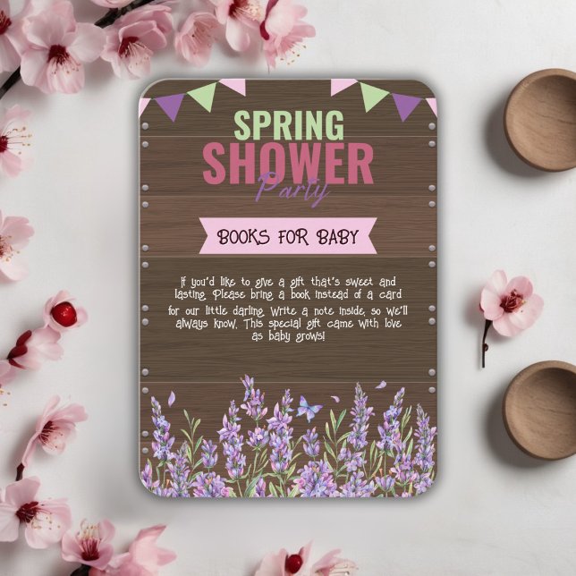 Rustic Lavender Spring Shower Party Baby Shower Enclosure Card (Creator Uploaded)