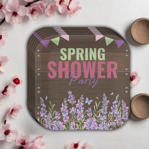 Rustic Lavender Spring Shower Party Baby Shower Paper Plates