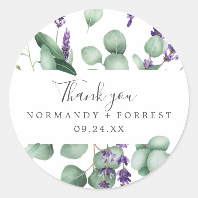 Rustic Lavender Thank You Favor Sticker (Front)