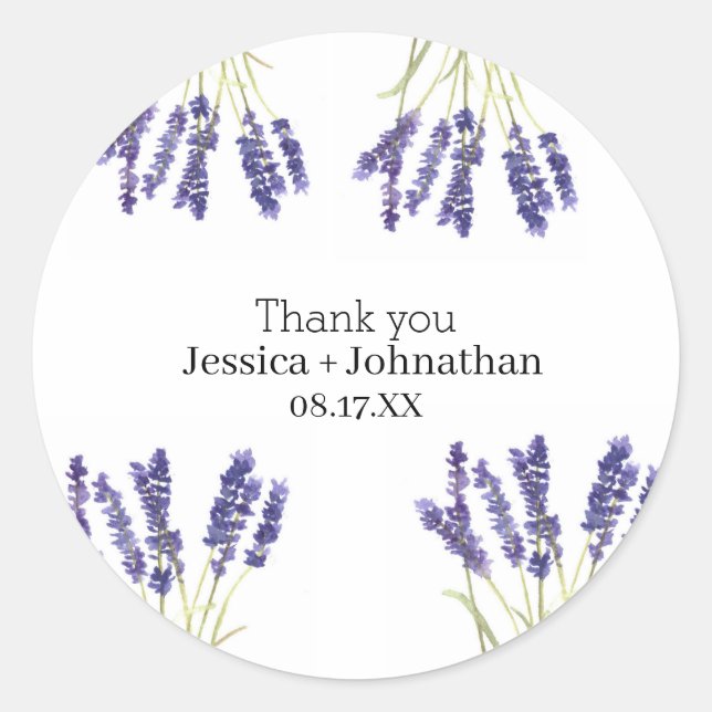 Rustic Lavender Thank You Favor Sticker (Front)