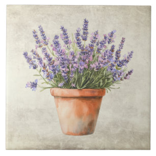 Rustic Lavender Watercolor Ceramic Tile
