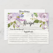 Rustic Lavender Watercolor Floral Recipe Card (Front/Back)