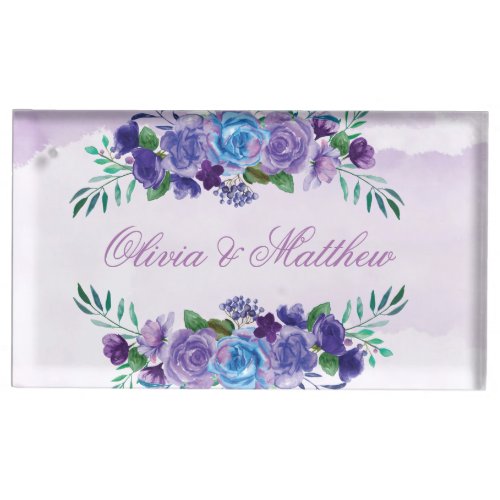 Rustic Lavender Watercolor Floral Wedding  Place Card Holder