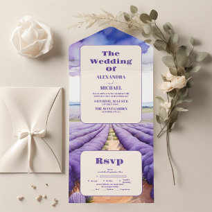 Rustic Lavender Wedding All In One Invitation