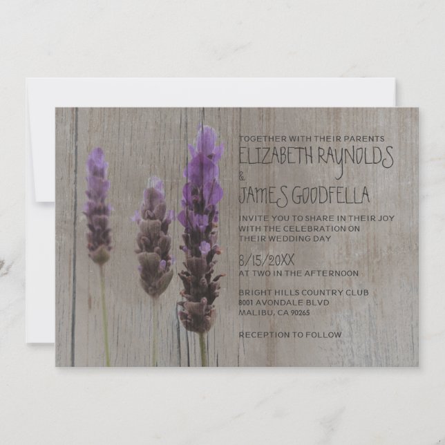 Rustic Lavender Wedding Invitations (Front)