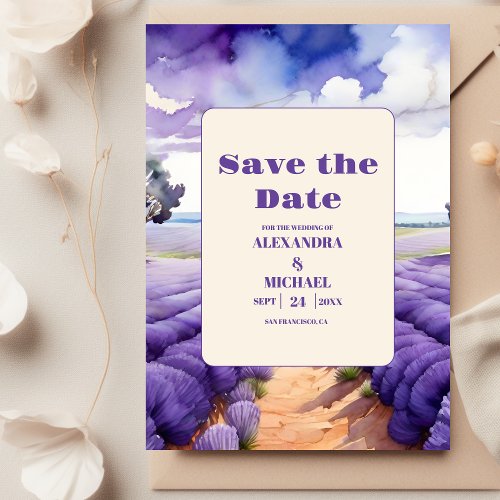 Rustic Lavender  Wedding Save The Date