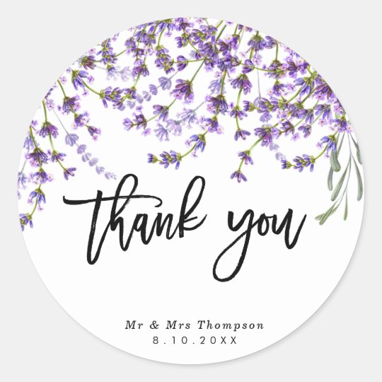 rustic lavender wedding thank you sticker | Zazzle.com