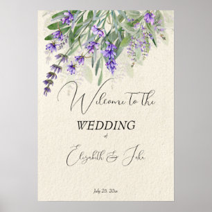 Rustic lavender wedding welcome sign