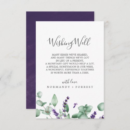 Rustic Lavender Wedding Wishing Well Card