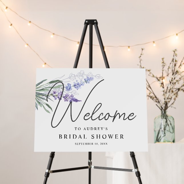 Rustic Lavender Welcome Bridal Shower Foam Board (In Situ (Stand))