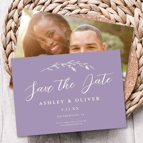 Rustic Lavender Wildflower  Photo Save The Date Invitation