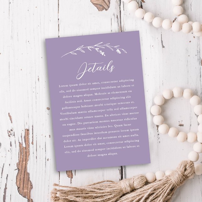 Rustic Lavender Wildflower Wedding Details Enclosure Card (Creator Uploaded)