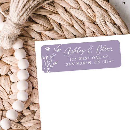 Rustic Lavender Wildflower Wedding Return Address Label