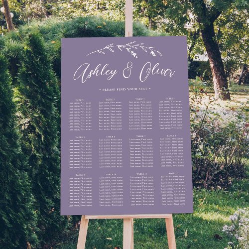 Rustic Lavender Wildflower Wedding Seating Chart Foam Board