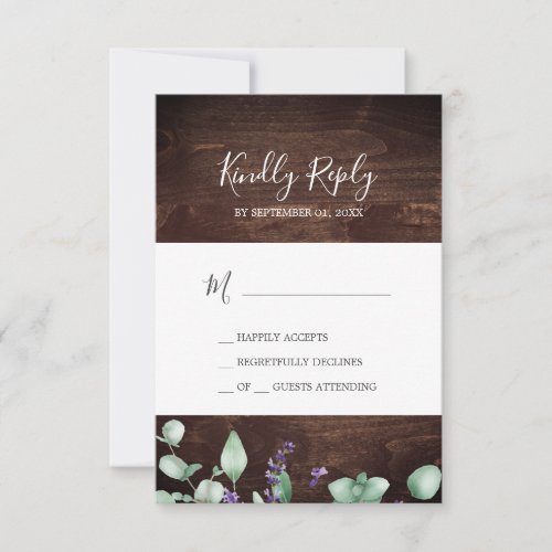 Rustic Lavender  Wooden Simple RSVP Card