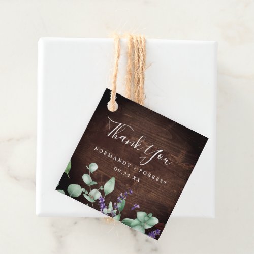 Rustic Lavender  Wooden Thank You Favor Tags