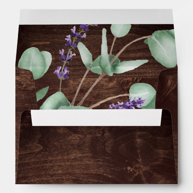 Rustic Lavender | Wooden Wedding Invitation Envelope (Back (Bottom))