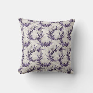 Rustic lavender wreath watercolor style pattern throw pillow