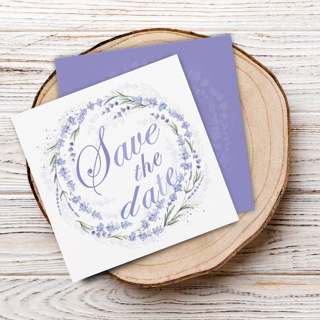 Rustic Lavender Wreath Wedding Save The Date (Rustic Lavender Wreath Wedding Save The Date)