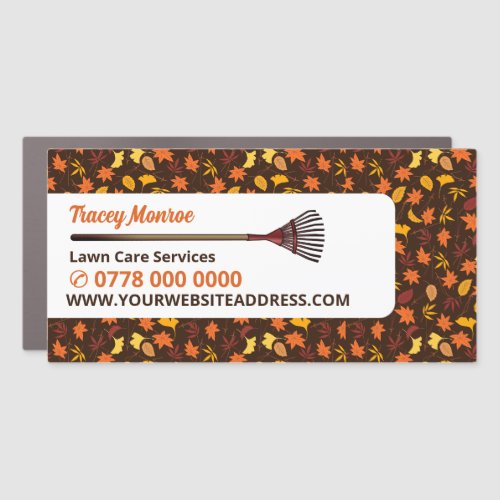 Rustic Leaf Design Lawn Care Services Car Magnet