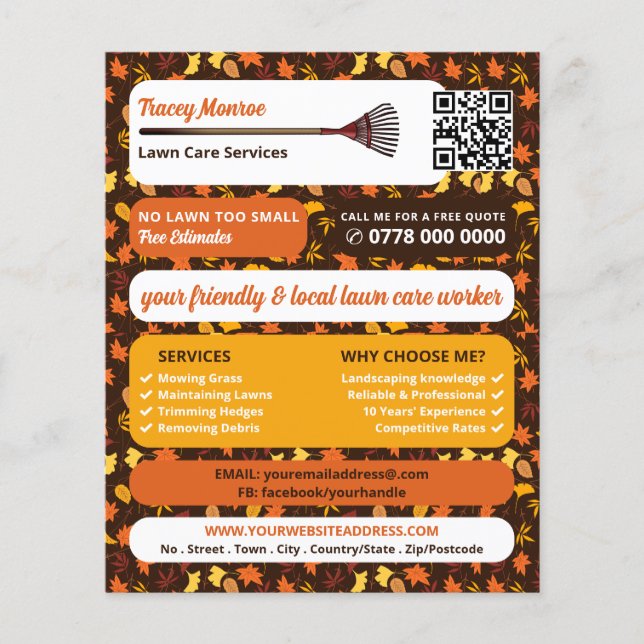 Rustic Leaf Design, Lawn Care Services Flyer (Front)