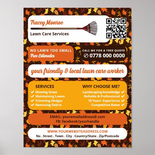 Rustic Leaf Design Lawn Care Services Poster