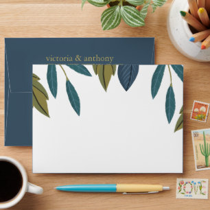 Rustic Leaf Floral Wedding Envelope
