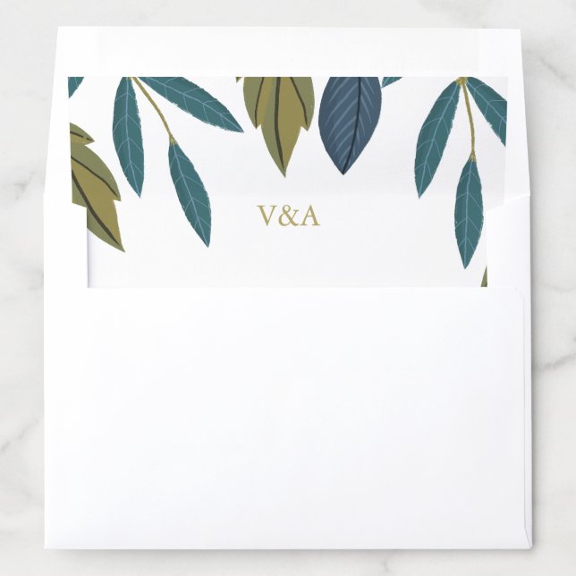 Rustic Leaf Floral Wedding Envelope Liner (In Envelope)