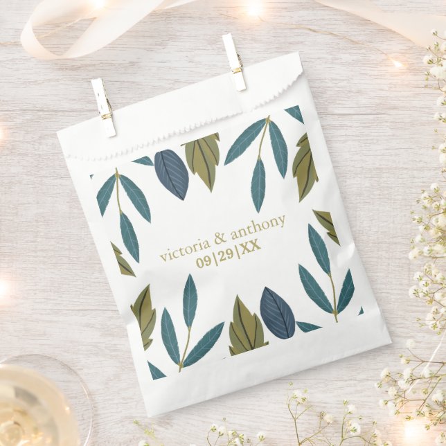 Rustic Leaf Floral Wedding Favor Bag (Clipped)