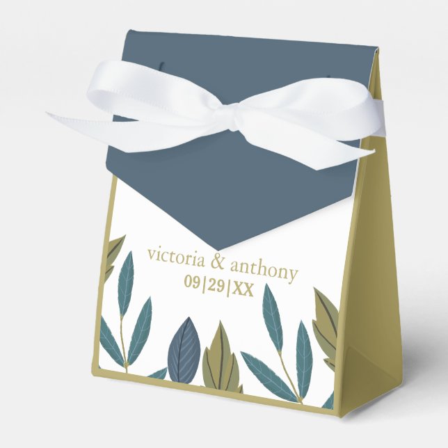 Rustic Leaf Floral Wedding Favor Boxes (Front Side)