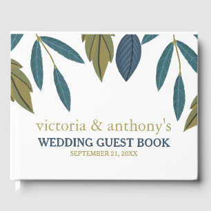 Rustic Leaf Floral Wedding Guest Book