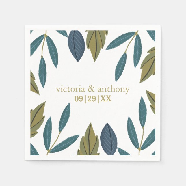 Rustic Leaf Floral Wedding Napkins (Front)