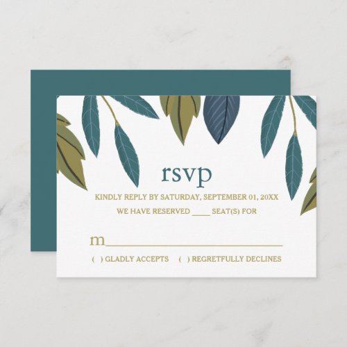 Rustic Leaf Floral Wedding RSVP Card