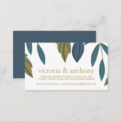 Rustic Leaf Floral Wedding Website Enclosure Card