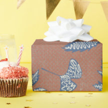 Rustic Leaf Silhouettes Wrapping Paper - Navy