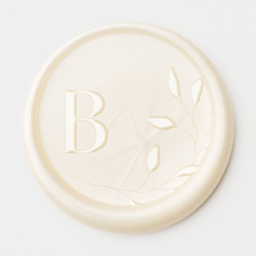 Rustic Leaf Simple Initial Monogram Elegant Wax Seal Sticker