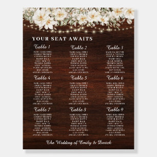 Rustic Leaf String lights Wedding Seating Chart Foam Board