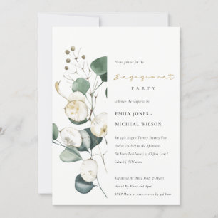 Rustic Leafy Green Eucalyptus Engagement Invite