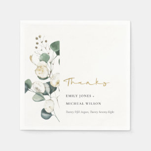 Rustic Leafy Green Eucalyptus Foliage Wedding Napkins
