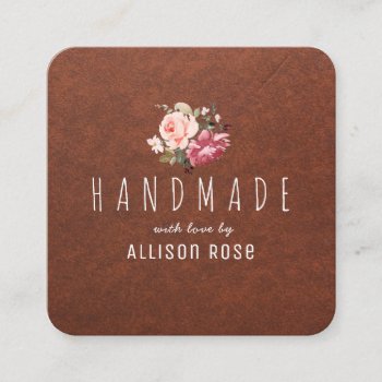 Rustic Leather Homemade Business Card by classiqshopp at Zazzle