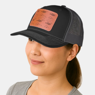 Rustic Leather Patch Fish Pattern Richardson Truck Hat