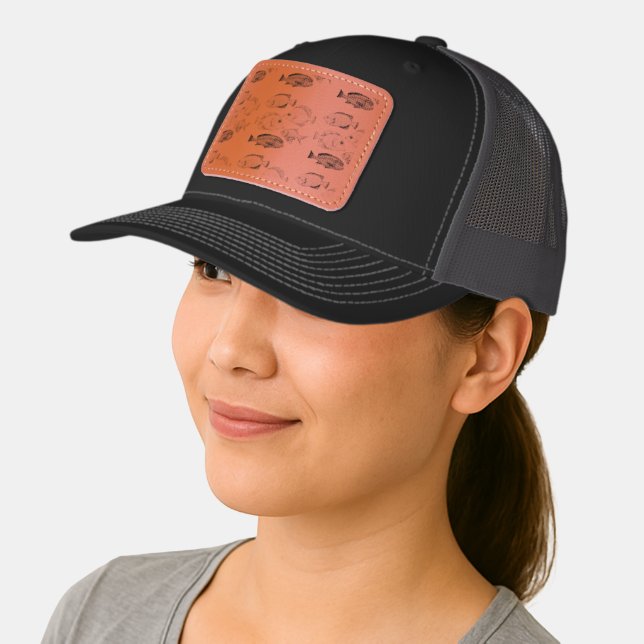 Rustic Leather Patch Fish Pattern Richardson Truck Hat (Female)