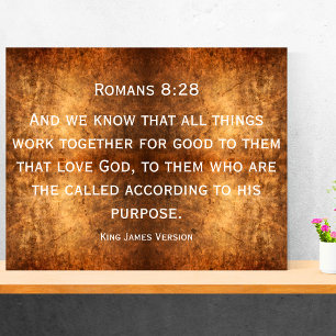 Rustic Leather Romans 8 28 KJV Bible Verse Faux Canvas Print