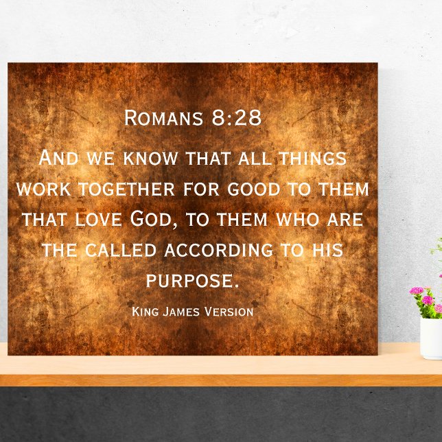Rustic Leather Romans 8 28 KJV Bible Verse Faux Canvas Print (Rustic Leather Romans 8 28 KJV Bible Verse Faux Canvas Print)