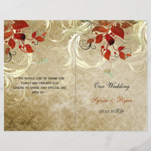 Rustic leaves fall bi fold Wedding program